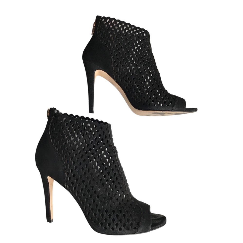 Ivanka Trump Didia Cutout Suede Bootie Black - Size 11 M